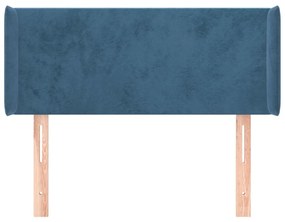 Cabeceira de cama c/ abas veludo 93x16x78/88 cm azul-escuro