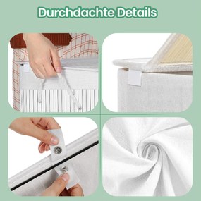 Cesto para roupa suja em bambu com 2 compartimentos de 52 x 63 x 32 cm branco
