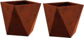 vidaXL Floreira 2 pcs Ferro Enferrujado 30 x 30 x 30 cm