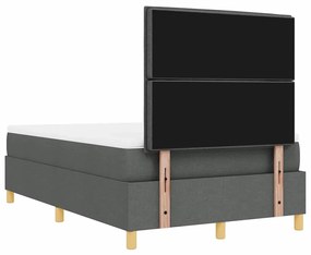Cama com Molas com Colchão e Banco Cinza Escuro 120x190 cm Tecido