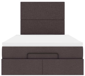 Estrutura de cama otomana com colchão 120x190cm castanho escuro