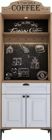 Armário Alto de Cozinha "Auri" - 70 x 170,4 x 40 cm - Nogueira e Branc