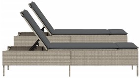 Espreguiçadeira com almofadões 2 pcs vime PE cinzento-claro