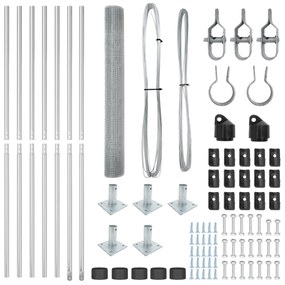 Cerca de Arame Soldado com 7 Postes Flanados 1,2x10 m Aço Galvanizado