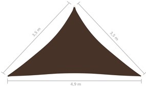Para-sol vela tecido oxford triangular 3,5x3,5x4,9 m castanho