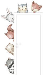 Autocolante de parede para quarto de criança - Animais da floresta à volta da porta