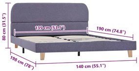 Estrutura de cama sem colchão 135x190 cm tecido cinzento-claro