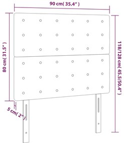 Cabeceira de cama c/ LED veludo 90x5x118/128 cm cinza-escuro