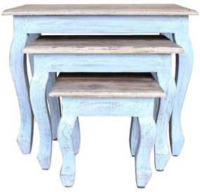 Conjunto de mesas de encastrar 3 pcs madeira de mogno maciça