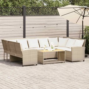 vidaXL Sofá de jardim com almofadões vime PE bege
