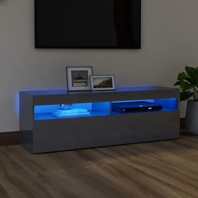 vidaXL Móvel de TV com luzes LED 120x35x40 cm cinzento brilhante