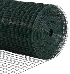 Cerca de Arame Soldado com 13 Postes Flangeados Verde 0.5x25 m Aço