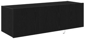 Armário de TV vidaXL com Luzes LED Carvalho Preto 100x35x31 cm