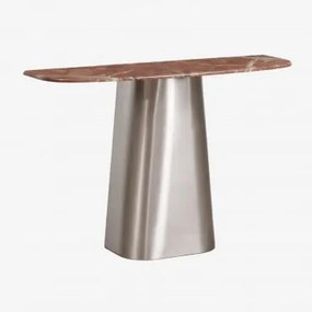 Consola De Entrada 120x40 Cm Em Pedra Natural E Aço Inoxidável Moreila Mármore Vermelho Chigan - Sklum