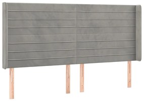 Cabeceira cama c/ luzes LED veludo 163x16x118/128cm cinza-claro