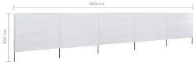 Para-vento com 5 painéis em tecido 600x160 cm cor areia branca