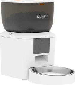PawHut Dispensador Automático de Ração para Gatos 4 L App de Controlo com Gravador 10 s, Taça, Branco | Aosom Portugal