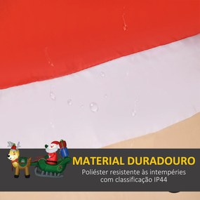 HOMCOM Decoração Insuflável de Natal Pai Natal com Trenó 2 Renas e Luzes LED 210x70x125 cm Multicor