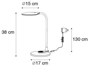 Candeeiro de mesa e parede preto LED dimmer de toque - JONI Design