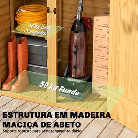 Abrigo de Jardim de Madeira 115x53x156 cm Armário Exterior para Ferramentas com Portas Duplas Castanho