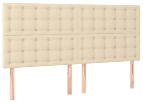 Cama box spring c/ colchão e LED 160x200 cm tecido cor creme