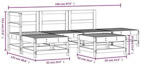 6 pcs conjunto lounge de jardim pinho maciço