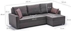 Sofá-Cama de Canto Ece – Castanho – 242x88x90 cm