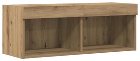 Armário de TV vidaXL com Luzes LED Carvalho Artesanal 80x30x30 cm
