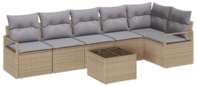 Conjunto de Sofás de Jardim com 7 Peças e Almofadas em Rattan Sintétic