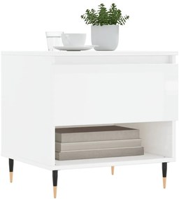 Mesas de centro 2pcs 50x46x50cm deriv. madeira branco brilhante