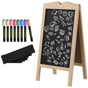 Quadro de Cavalete Cavalete Quadro Negro Magnético Dobrável com 8 Gizes Líquidos e 6 Placas de Palavras 51x42x101 cm Madeira