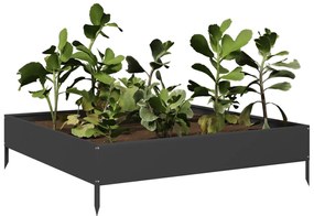 Canteiro elevado de jardim 100x100x26 cm aço preto
