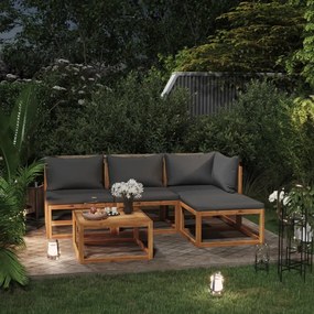 5 pcs conjunto lounge de jardim com almofadões acácia maciça