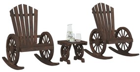 3 pcs conjunto lounge de jardim madeira de abeto maciça