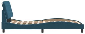 Estrutura de cama c/ luzes LED 100x200 cm veludo azul