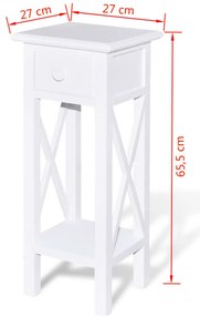Mesa lateral com gaveta branco
