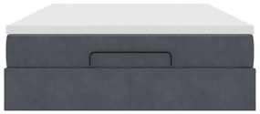 Estrutura de cama otomana com colchão 140x190cm cinzento escuro