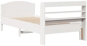 Cama sem colchão 90x200 cm madeira de pinho maciça branco
