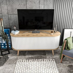 Móvel TV Stor – Carvalho Oud Branco – 140 cm x 43 cm x 64 cm