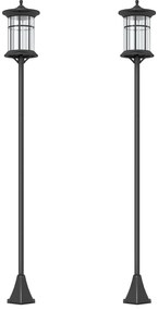 Outsunny 2 Candeeiros Solares de Exterior com Painel Solar Acendimento Automático Impermeável IP44  23,5x23,2x184 cm Preto
