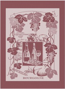 Panos de cozinha jacquard La Bourgogne Bordeaux, conjunto de 4