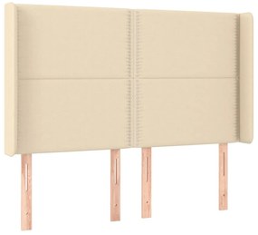 Cama box spring c/ colchão e LED 140x200 cm tecido cor creme