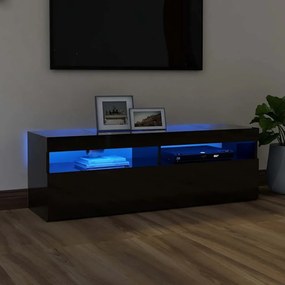 vidaXL Móvel de TV com luzes LED 120x35x40 cm preto brilhante