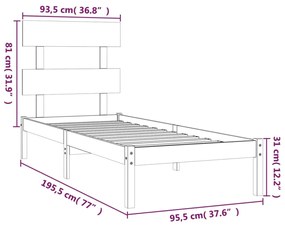 Estrutura de cama solteiro 90x190 cm madeira maciça