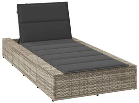 vidaXL Espreguiçadeira com almofada flutuante vime PE cinza claro