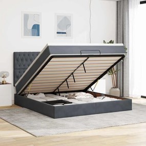 vidaXL Estrutura cama otomana colchões 180x200 cm cinzento escuro