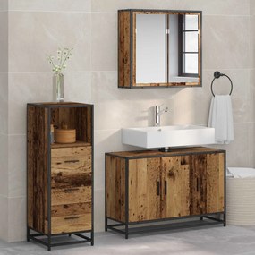 vidaXL Conjunto de Móveis para Banheiro com porta 3 pcs Madeira Antiga