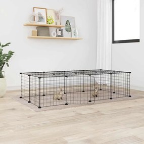 Gaiola p/ animais de 20 painéis c/ porta 35x35 cm aço preto