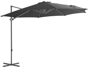 Guarda-sol de jardim cantilever c/ poste aço 300 cm antracite