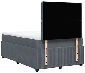 Cama boxspring com colchão 120x200 cm veludo cinzento-escuro